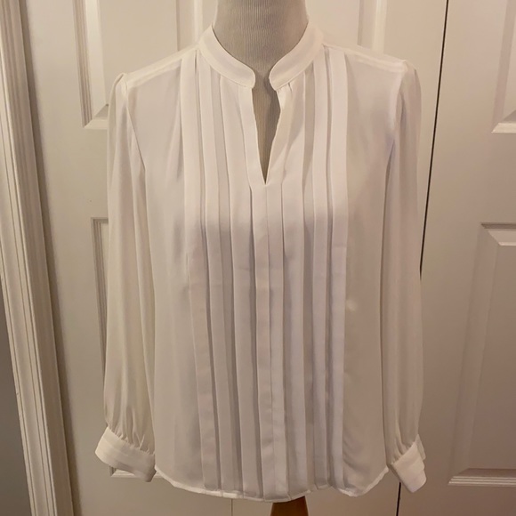 White House Black Market Tops - NWT WHBM pleated blouse, White, sz 12P